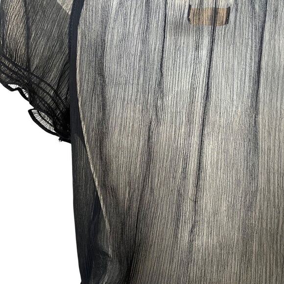 Hollister Sheer Dark Navy Y2K Ruffle Whimsigoth Fairy Top Shirt Smocked sz M - Picture 13 of 16